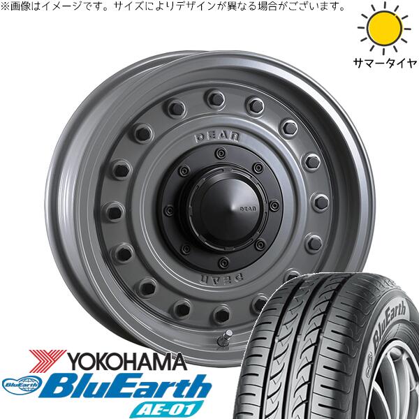 NBOX スペーシア タント デリカミニ 155/65R14 サマータイヤ ホイール 4本セット 新品 | ヨコハマタイヤ (YOKOHAMA) ブルーアース AE01 × クリムソン (CRIMSON) ディーン コロラド スティールグレー 14インチ 4.5J +43 4穴100