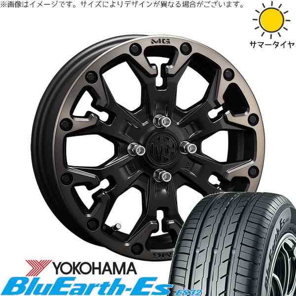 モコ ゼスト パレット ミラ 165/55R14 サマータイヤ ホイール 4本セット 新品 | ヨコハマタイヤ (YOKOHAMA) ブルーアース ES32 × クリムソン (CRIMSON) マーテルギア ゴーレム マットブラッククリア 14インチ 4.5J +43 4穴100
