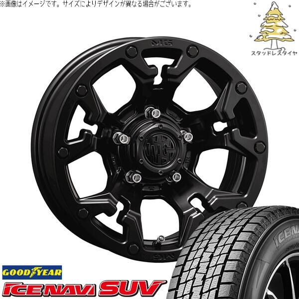 30アルファード 215/65R16 スタッドレスタイヤ ホイール 4本セット 新品 | グッドイヤー (GOODYEAR) アイスナビ SUV (ICENAVI SUV) × クリムソン (CRIMSON) マーテルギア ゴーレム マットブラック 16インチ 7.0J +35 5穴114.3