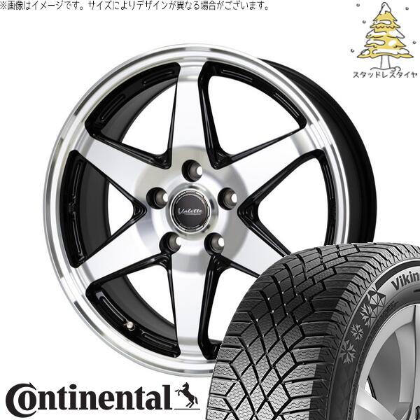 トヨタ シエンタ 170系 185/60R15 スタッドレスタイヤ ホイール 4本セット 新品 | コンチネンタル (Continental) バイキングコンタクト7 × ホットスタッフ (HOTSTUFF) ヴァレット アンクレイ ブラックポリッシュ 15インチ 6J +43 5穴100