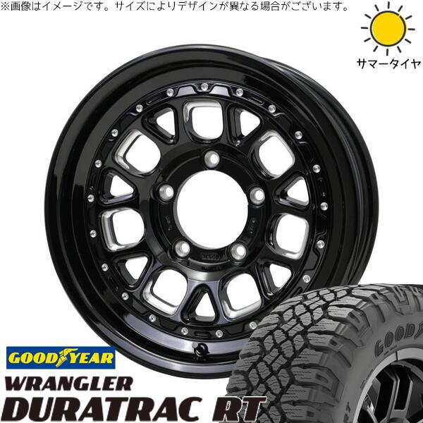 ジムニーシエラ 225/75R16 サマータイヤ ホイール 4本セット 新品 | グッドイヤー (GOODYEAR) ラングラー デュラトラック RT × ホットスタッフ (HOTSTUFF) バークレイ ハードロック ヒューロン グロスブラック/マシニング 16インチ 6J -5 5穴139.7