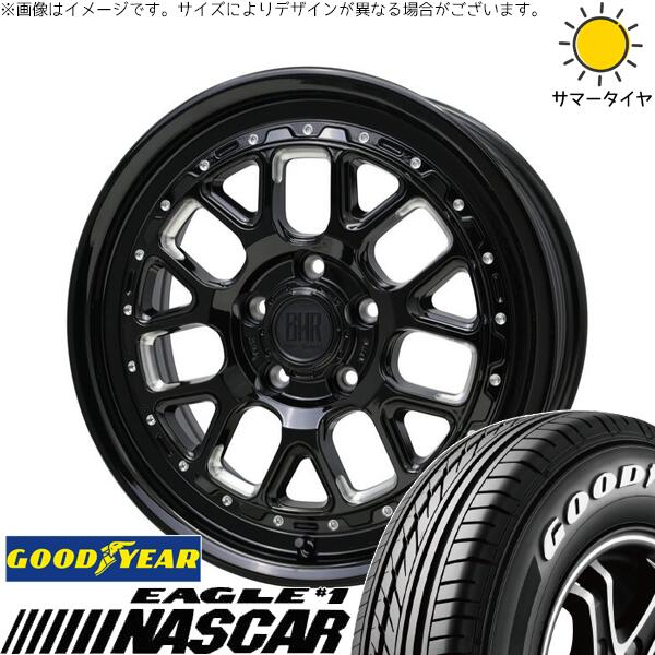 カローラクロス 215/60R17 サマータイヤ ホイール 4本セット 新品 | グッドイヤー (GOODYEAR) イーグル ナスカー × ホットスタッフ (HOTSTUFF) バークレイ ハードロック ヒューロン グロスブラック/マシニング 17インチ 7J +38 5穴114.3
