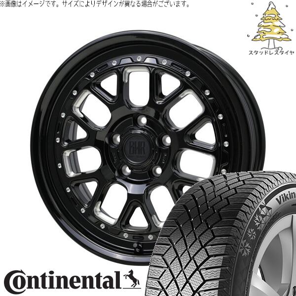 ヴォクシー 90系 205/55R17 スタッドレスタイヤ ホイール 4本セット 新品 | コンチネンタル (Continental) バイキングコンタクト7 × ホットスタッフ (HOTSTUFF) バークレイ ハードロック ヒューロン グロスブラック/マシニング 17インチ 7J +38 5穴114.3