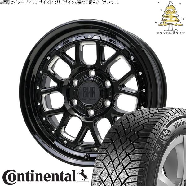 ハイエース専用 215/70R16 スタッドレスタイヤ ホイール 4本セット 新品 | コンチネンタル (Continental) バイキングコンタクト7 × ホットスタッフ (HOTSTUFF) バークレイ ハードロック ヒューロン グロスブラック/マシニング 16インチ 6.5J +38 6穴139.7