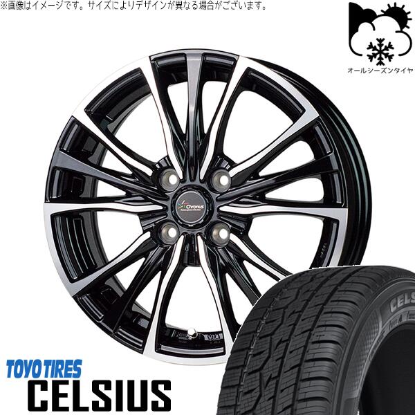 フィット インサイト 185/60R15 オールシーズンタイヤ ホイール 4本セット 新品 | トーヨータイヤ (TOYO TIRE) セルシアス × ホットスタッフ (HOTSTUFF) クロノス CH-110 メタリックブラックポリッシュ 15インチ 5.5J +50 4穴100