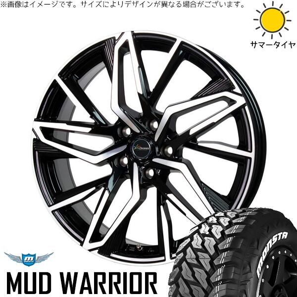 ZR-V クロストレック 215/70R16 サマータイヤ ホイール 4本セット 新品 | モンスタタイヤ (MONSTA TYRE) マッドウォーリア × ホットスタッフ (HOTSTUFF) クロノス CH-112 メタリックブラックポリッシュ 16インチ 6.5J +40 5穴114.3