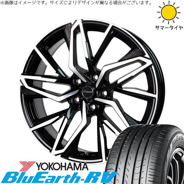 30アルファード 245/45R19 サマータイヤ ホイール 4本セット 新品 | ヨコハマタイヤ (YOKOHAMA) ブルーアース RV03 × ホットスタッフ (HOTSTUFF) クロノス CH-112 メタリックブラックポリッシュ 19インチ 8J +35 5穴114.3