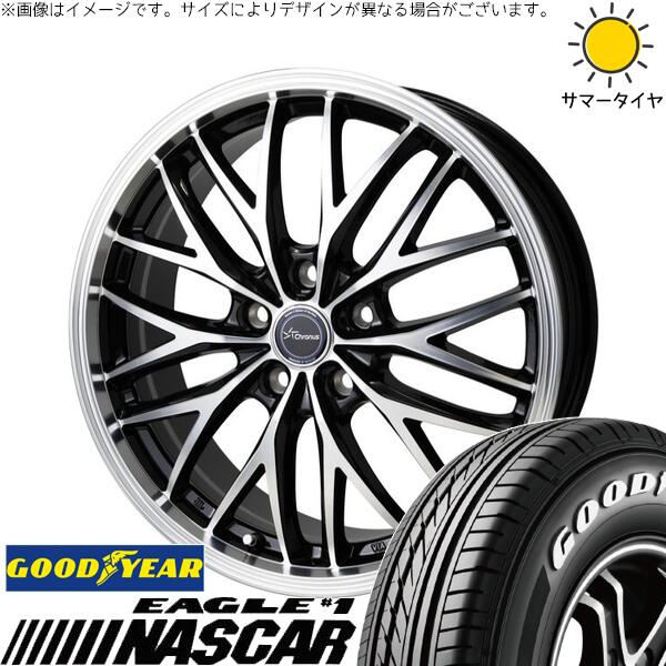 オデッセイ 215/60R17 サマータイヤ ホイール 4本セット 新品 | グッドイヤー (GOODYEAR) イーグル ナスカー × ホットスタッフ (HOTSTUFF) クロノス CH-113 メタリックブラックポリッシュ 17インチ 7J +55 5穴114.3