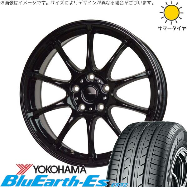 マツダ6 セルシオ 225/55R17 サマータイヤ ホイール 4本セット 新品 | ヨコハマタイヤ (YOKOHAMA) ブルーアース ES32 × ホットスタッフ (HOTSTUFF) Gスピード G07 メタリックブラック 17インチ 7J +38 5穴114.3