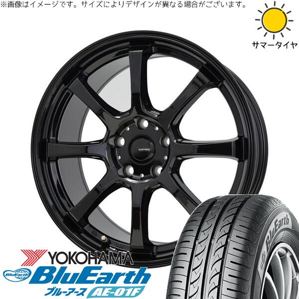 ヴォクシー 195/65R15 サマータイヤ ホイール 4本セット 新品 | ヨコハマタイヤ (YOKOHAMA) ブルーアース AE-01F × ホットスタッフ (HOTSTUFF) Gスピード G08 メタリックブラック 15インチ 6J +53 5穴114.3