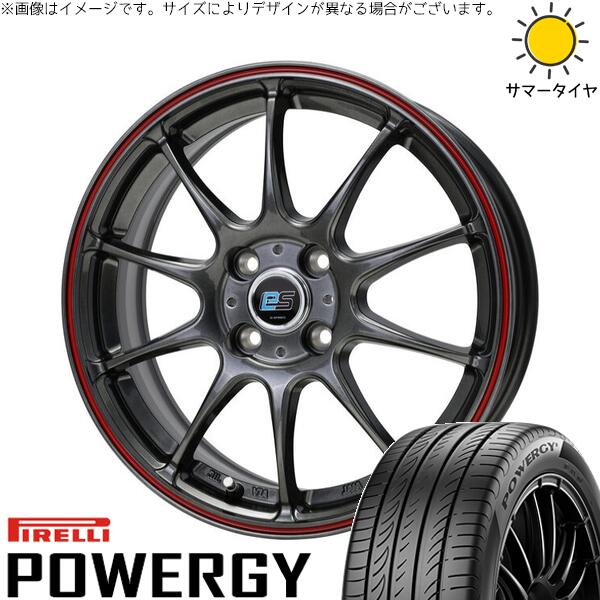 タント ムーブ ワゴンR ラパン 165/55R15 サマータイヤ ホイール 4本セット 新品 | ピレリ (PIRELLI) パワジー × ホットスタッフ (HOTSTUFF) Gスピード ES01 エコスタイル ハイパーシルバー/レッドライン 15インチ 4.5J +45 4穴100
