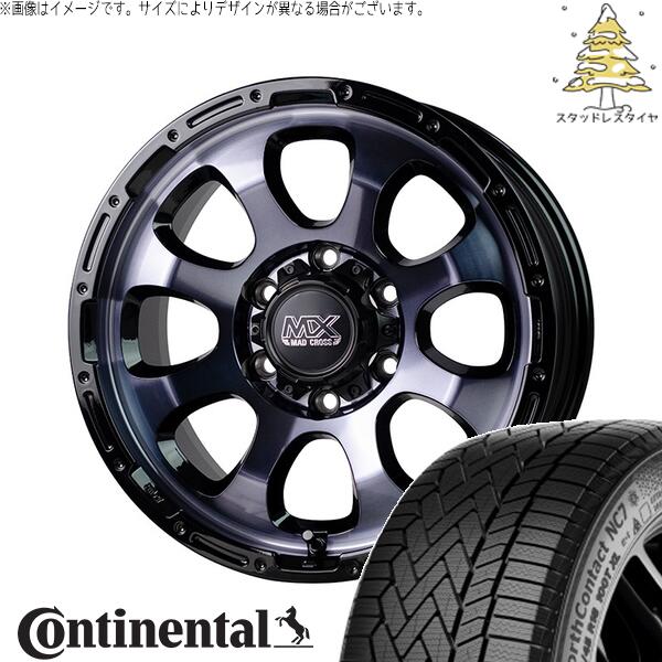 ハイエース専用 215/60R17 スタッドレスタイヤ ホイール 4本セット 新品 | コンチネンタル (Continental) ノースコンタクト NC7 × ホットスタッフ (HOTSTUFF) マッドクロス グレイス ブラッククリア/リムブラック 17インチ 6.5J +38 6穴139.7