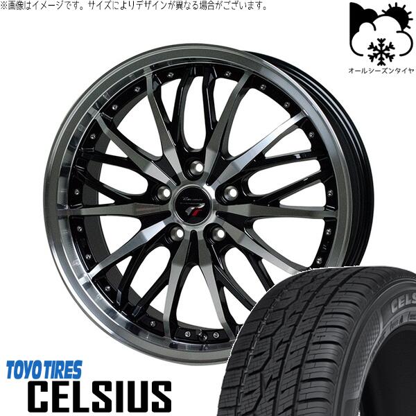 エリシオン 215/60R17 オールシーズンタイヤ ホイール 4本セット 新品 | トーヨータイヤ (TOYO TIRE) セルシアス × ホットスタッフ (HOTSTUFF) プレシャス HM-3 メタリックブラックポリッシュ 17インチ 6.5J +53 5穴114.3