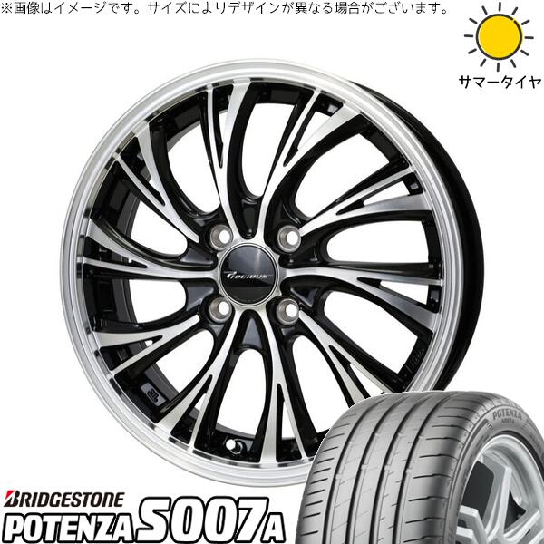 ノートオーラ 205/55R16 サマータイヤ ホイール 4本セット 新品 | ブリヂストン (BRIDGESTONE) ポテンザ S007A × ホットスタッフ (HOTSTUFF) プレシャス HS-2 メタリックブラックポリッシュ 16インチ 6J +45 4穴100