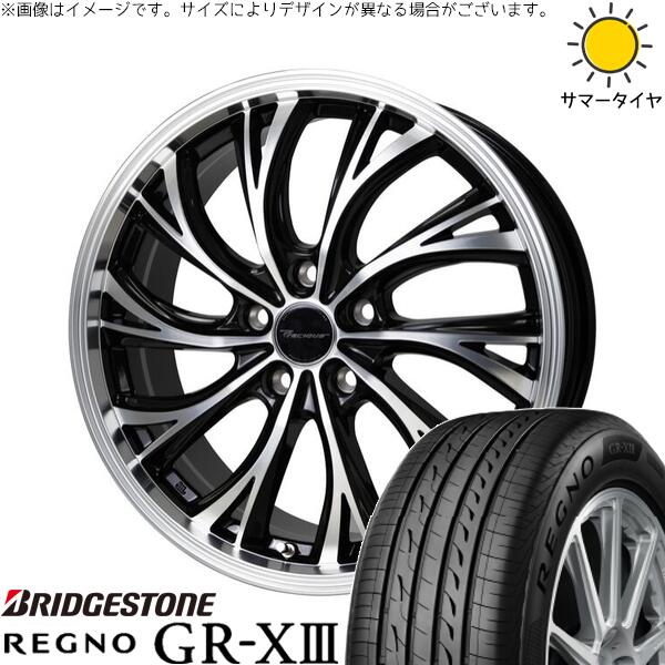 C28 セレナ オデッセイ 225/45R19 サマータイヤ ホイール 4本セット 新品 | ブリヂストン (BRIDGESTONE) レグノ GR-X3 × ホットスタッフ (HOTSTUFF) プレシャス HS-2 メタリックブラックポリッシュ 19インチ 7.5J +48 5穴114.3