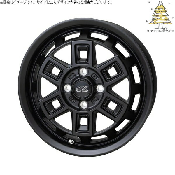 モコ ゼスト パレット ミラ 165/55R14 スタッドレスタイヤ ホイール 4本セット 新品 | おすすめ輸入タイヤ × ホットスタッフ (HOTSTUFF) マッドクロス アイヴァー マットブラック 14インチ 4.5J +45 4穴100