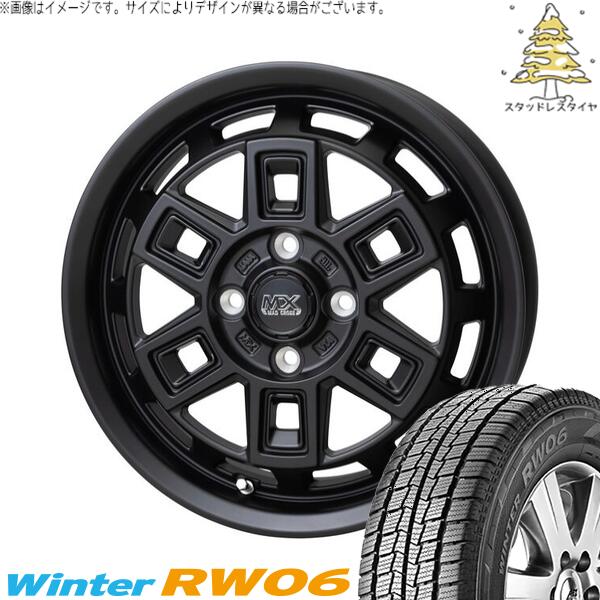 ハイゼットジャンボ 145R12 スタッドレスタイヤ ホイール 4本セット 新品 | ハンコック (HANKOOK) ウィンター RW06 × ホットスタッフ (HOTSTUFF) マッドクロス アイヴァー マットブラック 12インチ 4.00B +43 4穴100