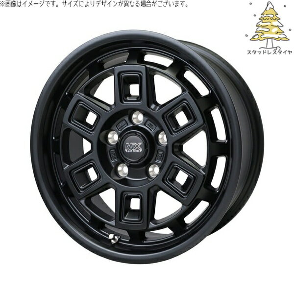 パジェロミニ 195/65R16 スタッドレスタイヤ ホイール 4本セット 新品 | おすすめ輸入タイヤ × ホットスタッフ (HOTSTUFF) マッドクロス アイヴァー マットブラック 16インチ 7.0J +38 5穴114.3