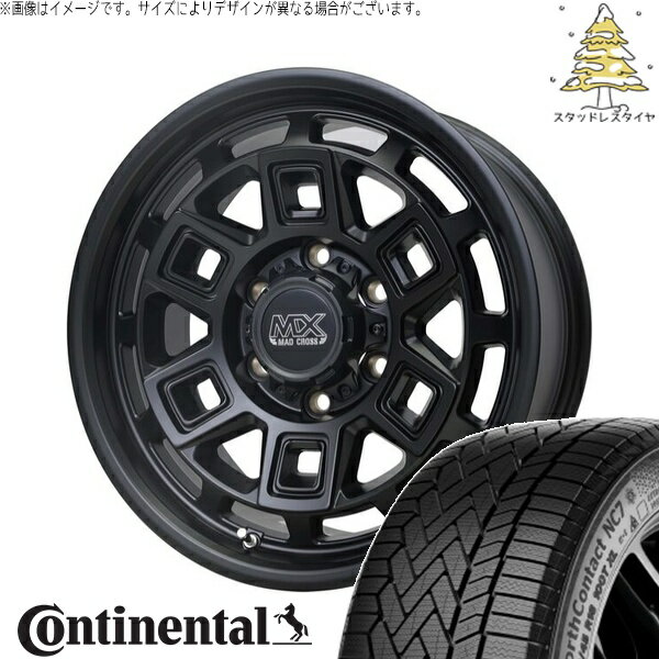 ハイエース専用 215/65R16 スタッドレスタイヤ ホイール 4本セット 新品 | コンチネンタル (Continental) ノースコンタクト NC7 × ホットスタッフ (HOTSTUFF) マッドクロス アイヴァー マットブラック 16インチ 6.5J +38 6穴139.7