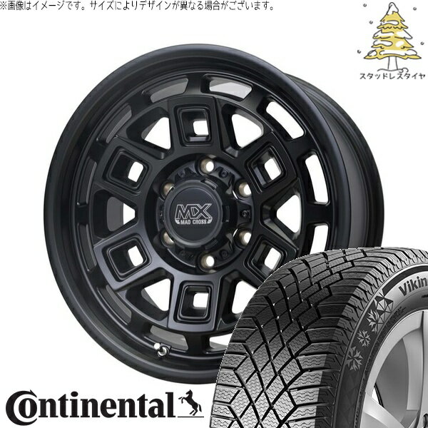 スズキ ジムニー JB64 JB23 JA22 JA12 215/70R16 スタッドレスタイヤ ホイール 4本セット 新品 | コンチネンタル (Continental) バイキングコンタクト7 × ホットスタッフ (HOTSTUFF) マッドクロス アイヴァー マットブラック 16インチ 5.5J +20 5穴139.7