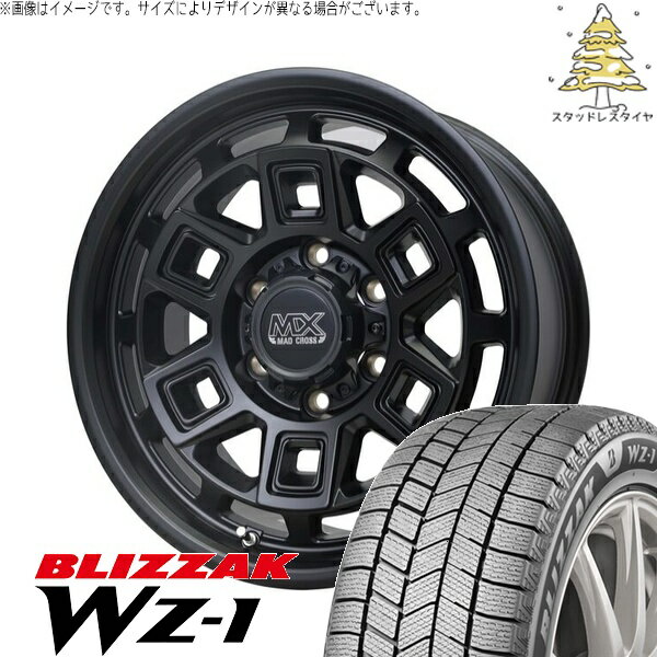 スズキ ジムニー JB64 JB23 JA22 JA12 215/70R16 スタッドレスタイヤ ホイール 4本セット 新品 | ブリヂストン (BRIDGESTONE) ブリザック WZ-1 × ホットスタッフ (HOTSTUFF) マッドクロス アイヴァー マットブラック 16インチ 5.5J +20 5穴139.7