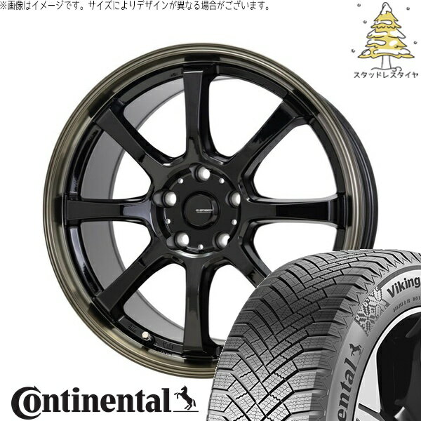 シビック プリウスα 225/40R18 スタッドレスタイヤ ホイール 4本セット 新品 | コンチネンタル (Continental) バイキングコンタクト8 × ホットスタッフ (HOTSTUFF) Gスピード P08 ブラック/ブロンズクリア 18インチ 7J +38 5穴114.3