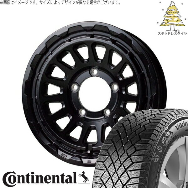 ジムニーシエラ 215/70R16 スタッドレスタイヤ ホイール 4本セット 新品 | コンチネンタル (Continental) バイキングコンタクト7 × ホットスタッフ (HOTSTUFF) バークレイ ハードロック リザード セミグロスブラック 16インチ 6J -5 5穴139.7
