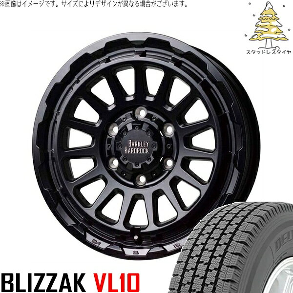 キャラバン専用 195/80R15 スタッドレスタイヤ ホイール 4本セット 新品 | ブリヂストン (BRIDGESTONE) ブリザック VL10 × ホットスタッフ (HOTSTUFF) バークレイ ハードロック リザード セミグロスブラック 15インチ 6J +44 6穴139.7
