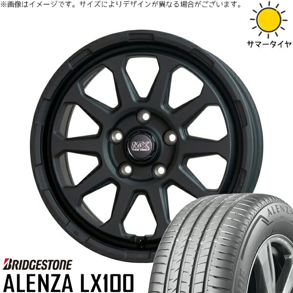 マツダ6 エルグランド 225/60R17 サマータイヤ ホイール 4本セット 新品 | ブリヂストン (BRIDGESTONE) アレンザ LX100 (ALENZA LX100) × ホットスタッフ (HOTSTUFF) マッドクロス レンジャー マットブラック 17インチ 7J +38 5穴114.3