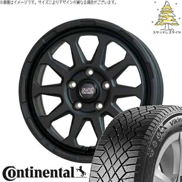 マツダ6 セルシオ 225/55R17 スタッドレスタイヤ ホイール 4本セット 新品 | コンチネンタル (Continental) バイキングコンタクト7 × ホットスタッフ (HOTSTUFF) マッドクロス レンジャー マットブラック 17インチ 7J +38 5穴114.3