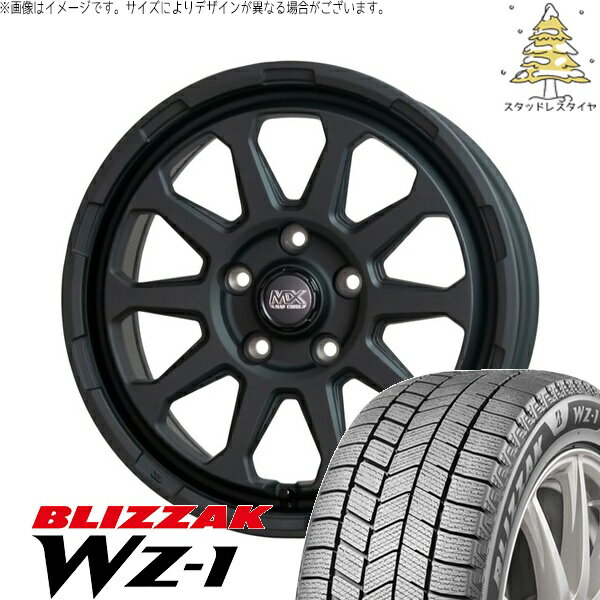 プリウスα 215/60R16 スタッドレスタイヤ ホイール 4本セット 新品 | ブリヂストン (BRIDGESTONE) ブリザック WZ-1 (BLIZZAK WZ-1) × ホットスタッフ (HOTSTUFF) マッドクロス レンジャー マットブラック 16インチ 7.0J +38 5穴114.3