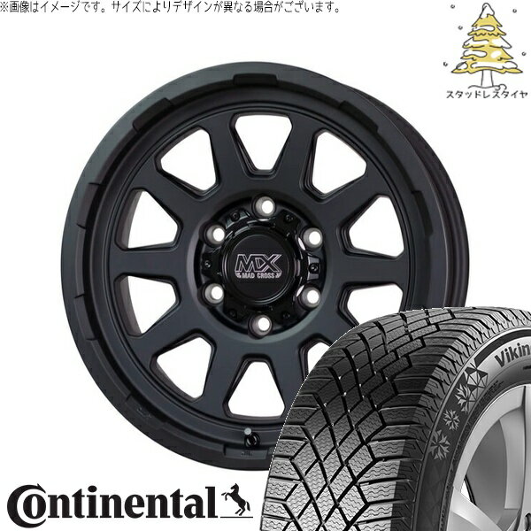ハイエース専用 215/70R16 スタッドレスタイヤ ホイール 4本セット 新品 | コンチネンタル (CONTINENTAL) バイキングコンタクト セブン (VikingContact7) × ホットスタッフ (HOTSTUFF) マッドクロス レンジャー マットブラック 16インチ 6.5J +38 6穴139.7