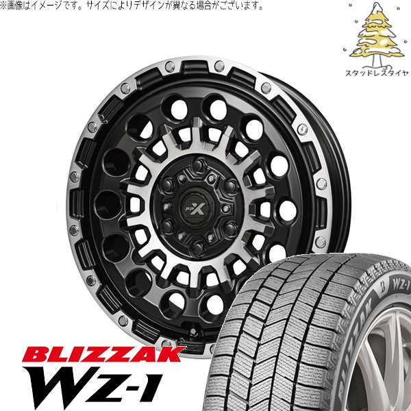 NBOX スペーシア タント デリカミニ 155/65R14 スタッドレスタイヤ ホイール 4本セット 新品 | ブリヂストン (BRIDGESTONE) ブリザック WZ-1 × 共豊コーポレーション (KYOHO) PPX GX14 マットブラックポリッシュ 14インチ 4.5J +45 4穴100
