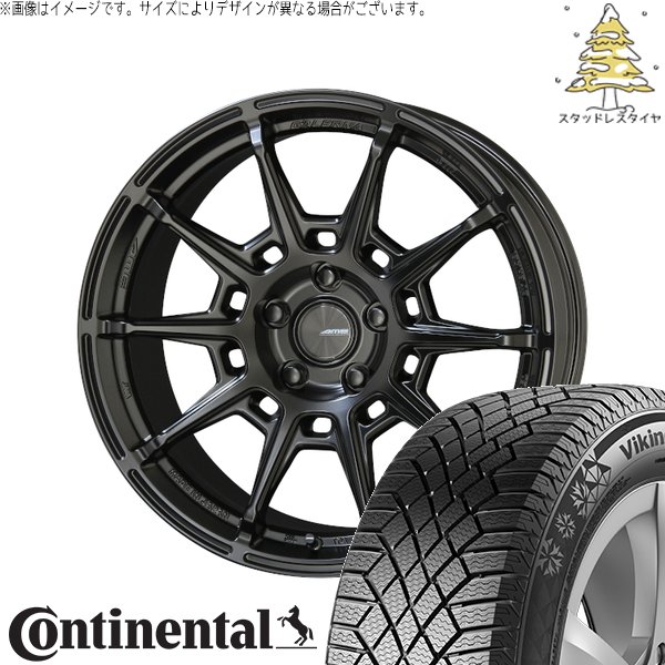 ランエボ8 9 235/40R18 スタッドレスタイヤ ホイール 4本セット 新品 | コンチネンタル (Continental) バイキングコンタクト7 × 共豊コーポレーション (KYOHO) ガレルナ レフィーノ マットブラック 18インチ 8.5J +38 5穴114.3