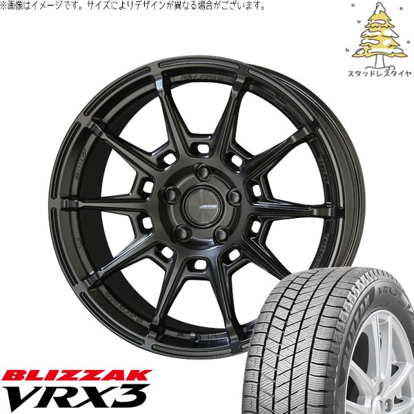 レヴォーグ 225/45R18 スタッドレスタイヤ ホイール 4本セット 新品 | ブリヂストン (BRIDGESTONE) ブリザック VRX3 × 共豊コーポレーション (KYOHO) ガレルナ レフィーノ マットブラック 18インチ 8.5J +45 5穴114.3