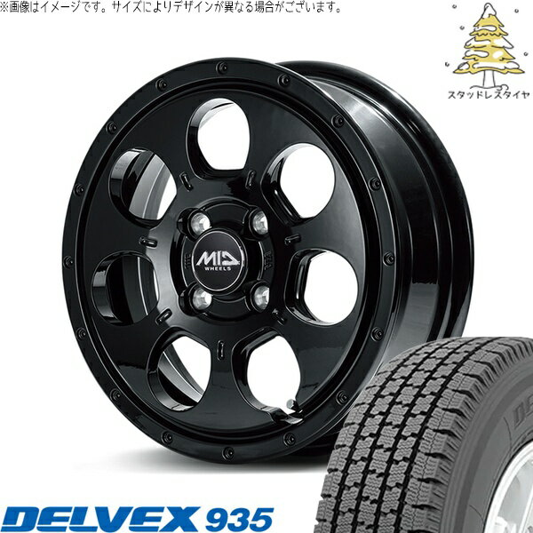 ハイゼットジャンボ 145/80R12 スタッドレスタイヤ ホイール 4本セット 新品 | トーヨータイヤ (TOYO) デルベックス 935 (DELVEX 935) × エムアイディー (MID) MIDホイール マッドエージェント セミグロスブラック 12インチ 4.00B +40 4穴100