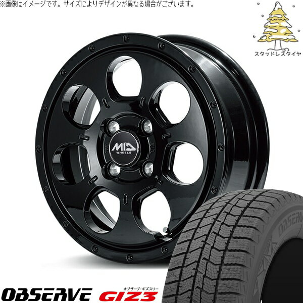 モコ ゼスト パレット ミラ 165/55R14 スタッドレスタイヤ ホイール 4本セット 新品 | トーヨータイヤ (TOYO) オブザーブ ギズスリー (OBSERVE GIZ3) × エムアイディー (MID) MIDホイール マッドエージェント セミグロスブラック 14インチ 4.5J +45 4穴100