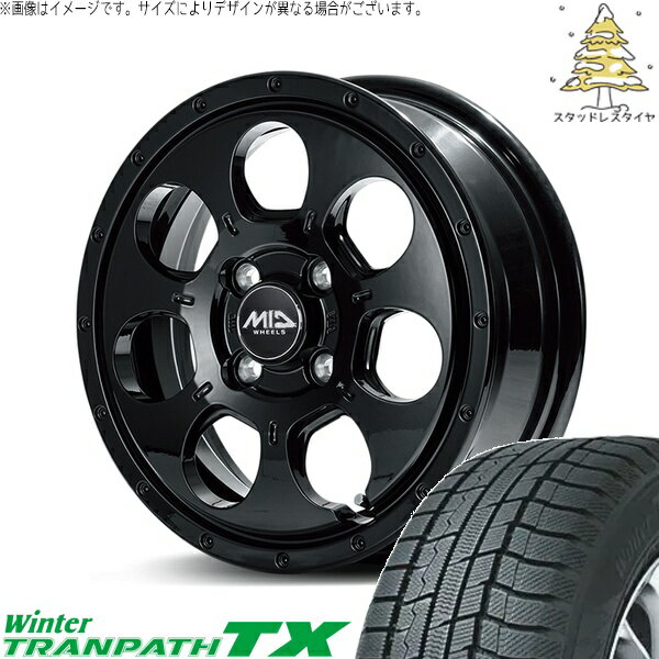 デリカミニ ハスラー 165/60R15 スタッドレスタイヤ ホイール 4本セット 新品 | トーヨータイヤ (TOYO) ウィンタートランパス TX (WinterTRANPATH TX) × エムアイディー (MID) MIDホイール マッドエージェント セミグロスブラック 15インチ 4.5J +45 4穴100