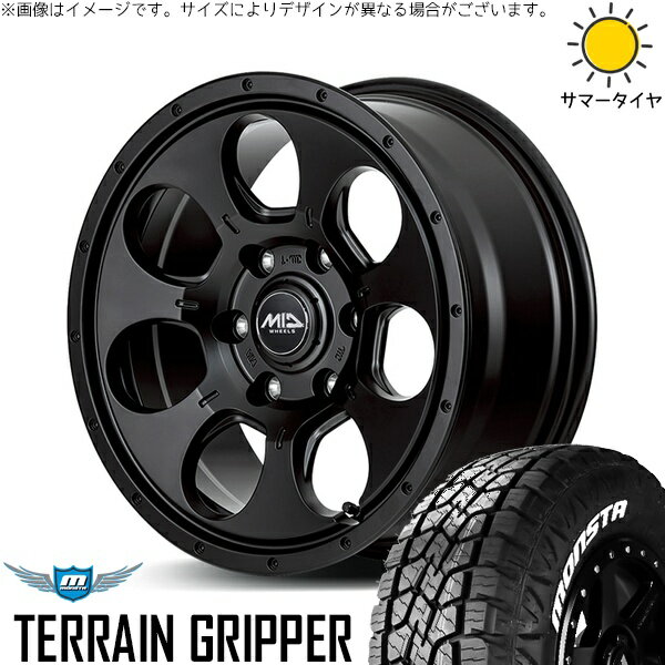 パジェロミニ 175/80R16 サマータイヤ ホイール 4本セット 新品 | モンスタタイヤ (MONSTA TYRE) テレーングリッパー (TERRAIN GRIPPER) × エムアイディー (MID) MIDホイール マッドエージェント セミグロスブラック 16インチ 7J +40 5穴114.3