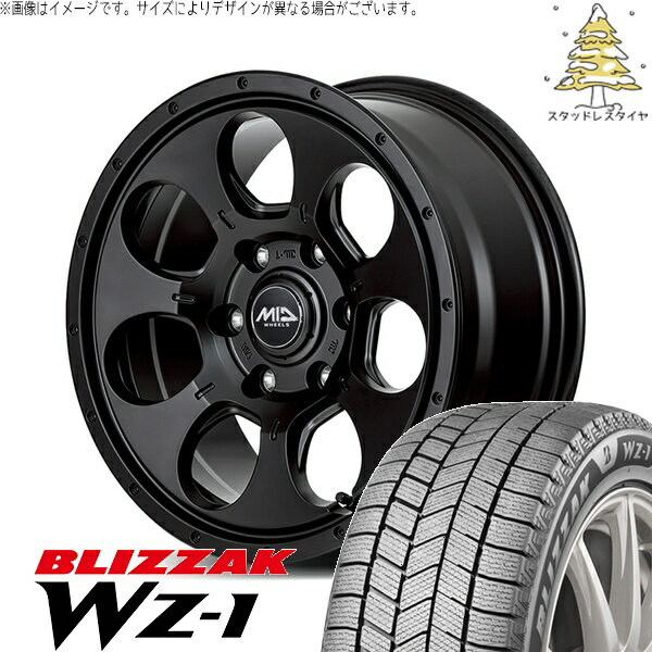 ヤリスクロス 205/65R16 スタッドレスタイヤ ホイール 4本セット 新品 | ブリヂストン (BRIDGESTONE) ブリザック WZ-1 (BLIZZAK WZ-1) × エムアイディー (MID) MIDホイール マッドエージェント セミグロスブラック 16インチ 7.0J +40 5穴114.3