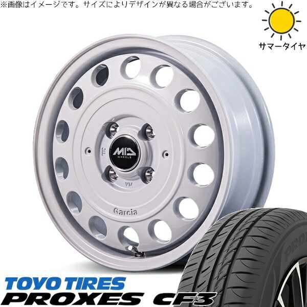 NBOX スペーシア タント デリカミニ 155/65R14 サマータイヤ ホイール 4本セット 新品 | トーヨータイヤ (TOYO TIRE) プロクセス CF3 × エムアイディー (MID) MIDホイール ガルシア シスコ タイプ2 オールドイングリッシュホワイト 14インチ 4.5J +45 4穴100