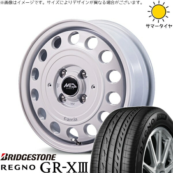 タント ムーブ ワゴンR ラパン 165/55R15 サマータイヤ ホイール 4本セット 新品 | ブリヂストン (BRIDGESTONE) レグノ GR-X3 × エムアイディー (MID) MIDホイール ガルシア シスコ タイプ2 オールドイングリッシュホワイト 15インチ 4.5J +45 4穴100