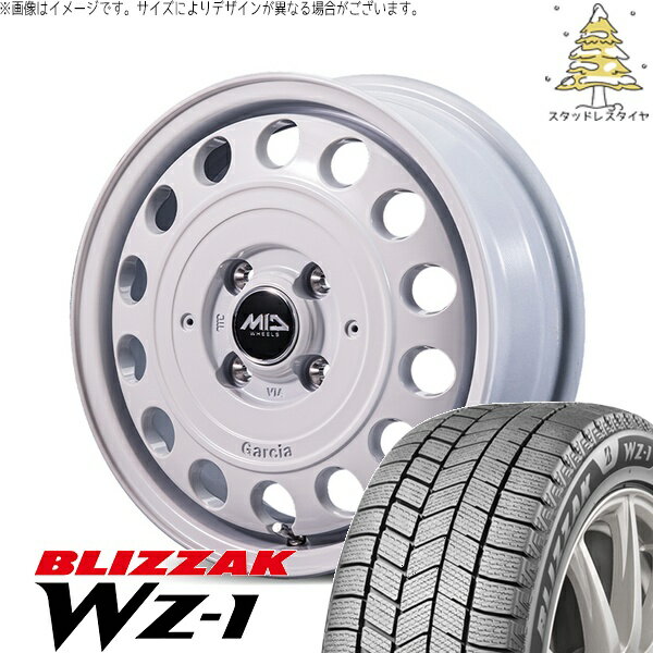 NBOX スペーシア タント デリカミニ 155/65R14 スタッドレスタイヤ ホイール 4本セット 新品 | ブリヂストン (BRIDGESTONE) ブリザック WZ-1 (BLIZZAK WZ-1) × エムアイディー (MID) MIDホイール ガルシア シスコ タイプ2 14インチ 4.5J +45 4穴100