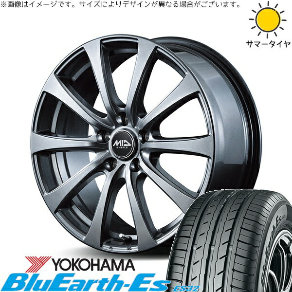 カローラクロス 215/60R17 サマータイヤ ホイール 4本セット 新品 | ヨコハマタイヤ (YOKOHAMA) ブルーアース ES32 × エムアイディー (MID) MIDホイール G10 メタリックグレー 17インチ 7J +38 5穴114.3