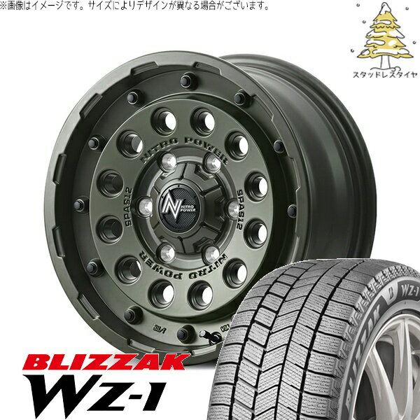 カローラクロス 215/65R16 スタッドレスタイヤ ホイール 4本セット 新品 | ブリヂストン (BRIDGESTONE) ブリザック WZ-1 × エムアイディー (MID) ナイトロパワー H12 ショットガン セミグロスODグリーン 16インチ 7J +40 5穴114.3