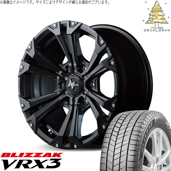ハイエース専用 215/70R16 スタッドレスタイヤ ホイール 4本セット 新品 | ブリヂストン (BRIDGESTONE) ブリザック VRX3 (BLIZZAK VRX3) × エムアイディー (MID) ナイトロパワー ジャベリン セミグロスブラック/ピアスミルド 16インチ 6.5J +38 6穴139.7