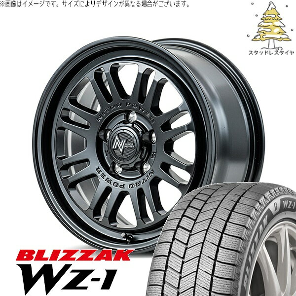 レヴォーグ 215/50R17 スタッドレスタイヤ ホイール 4本セット 新品 | ブリヂストン (BRIDGESTONE) ブリザック WZ-1 × エムアイディー (MID) ナイトロパワー M16 アサルト セミグロスブラック 17インチ 7J +55 5穴114.3