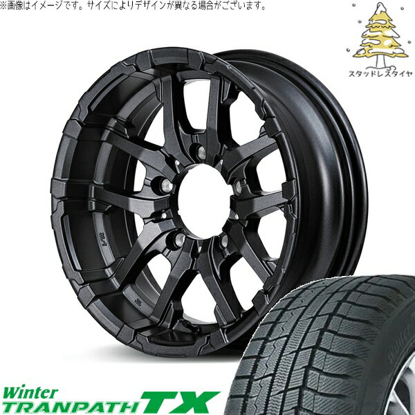 ジムニーシエラ 215/70R16 スタッドレスタイヤ ホイール 4本セット 新品 | トーヨータイヤ (TOYO TIRE) ウィンタートランパス TX × エムアイディー (MID) ナイトロパワー M26 クロスファング バレルブラック 16インチ 6J -5 5穴139.7