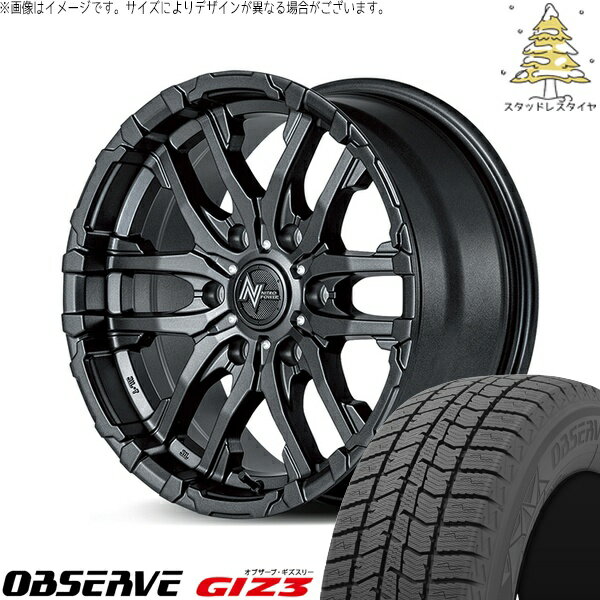 ハイエース専用 215/65R16 スタッドレスタイヤ ホイール 4本セット 新品 | トーヨータイヤ (TOYO TIRE) オブザーブ GIZ3 × エムアイディー (MID) ナイトロパワー M26 クロスファング バレルブラック 16インチ 6.5J +38 6穴139.7