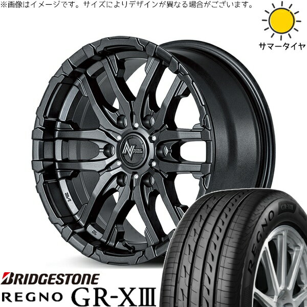 ハイエース専用 215/65R16 サマータイヤ ホイール 4本セット 新品 | ブリヂストン (BRIDGESTONE) レグノ GR-X3 RV × エムアイディー (MID) ナイトロパワー M26 クロスファング バレルブラック 16インチ 6.5J +38 6穴139.7
